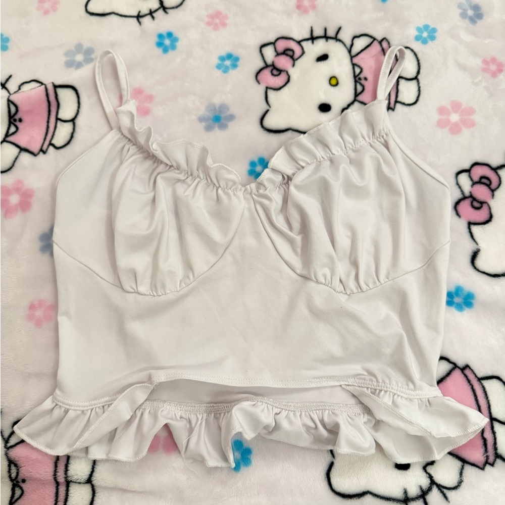 White Ruffled Crop Top